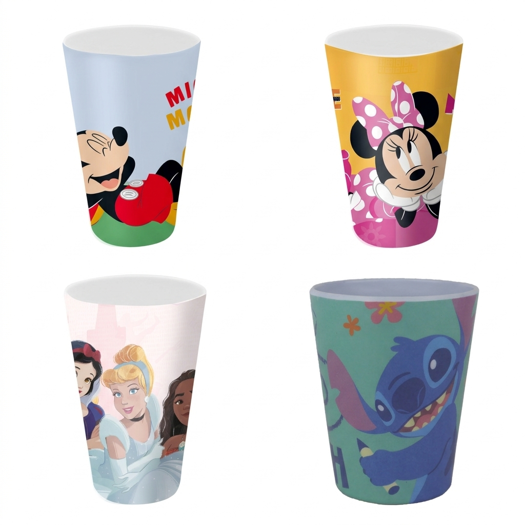 Copo Infantil Personagens Disney 300 ML Refeição Crianças Homem Aranha Princesas Carros