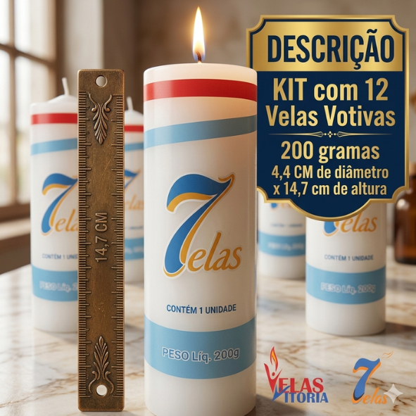 kit c/ 12 Velas Votiva 200 g Parafina Pura
