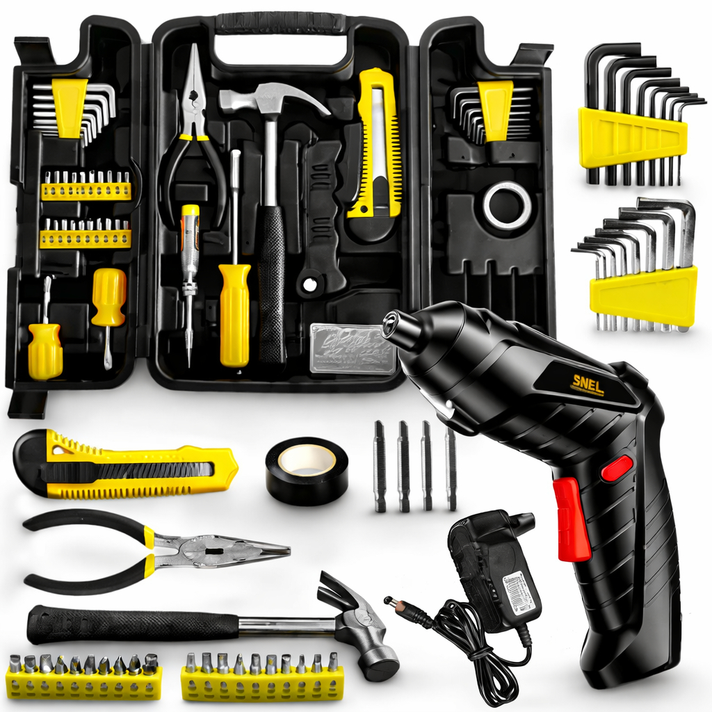 Kit Parafusadeira A Bateria Com Jogo de Ferramentas Maleta 200 Peças