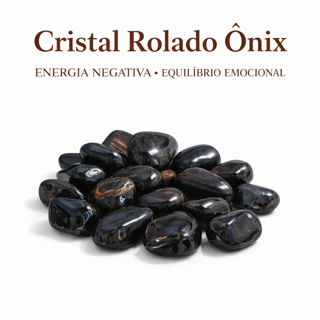 Ônix Cristal Rolado Pedra Natural Original para Proteção Energia Negativa Equilíbrio Emocional Envio Rápido