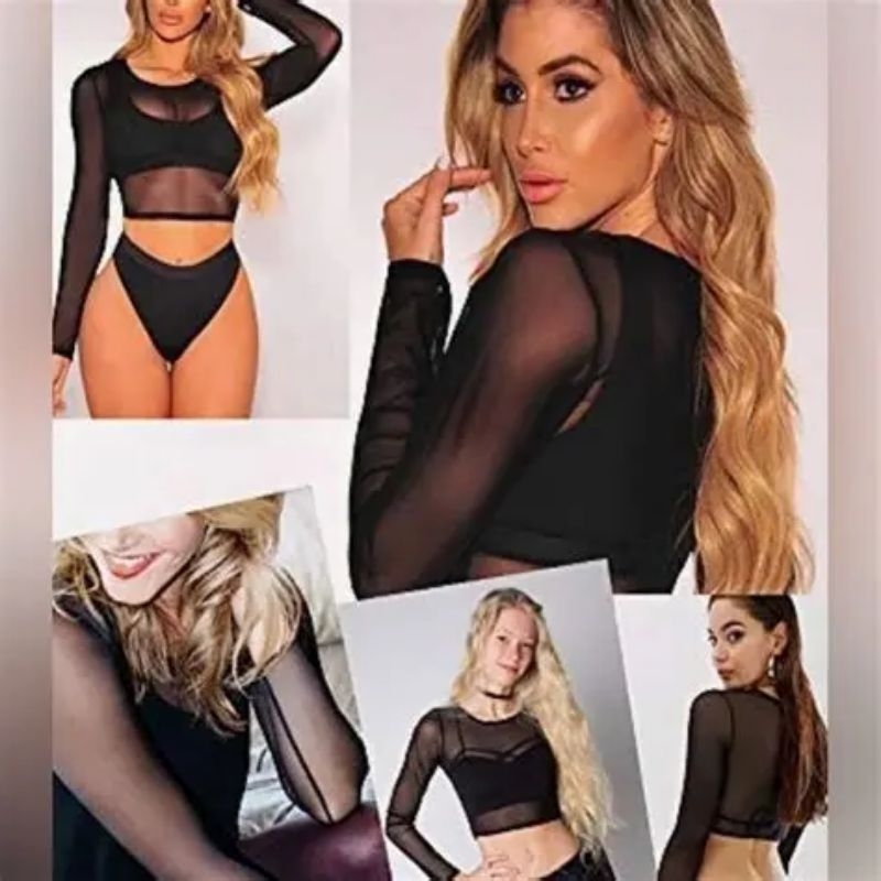Tule Transparente Preto Feminino | Body, Blusa e Cropped | Escolha o Modelo