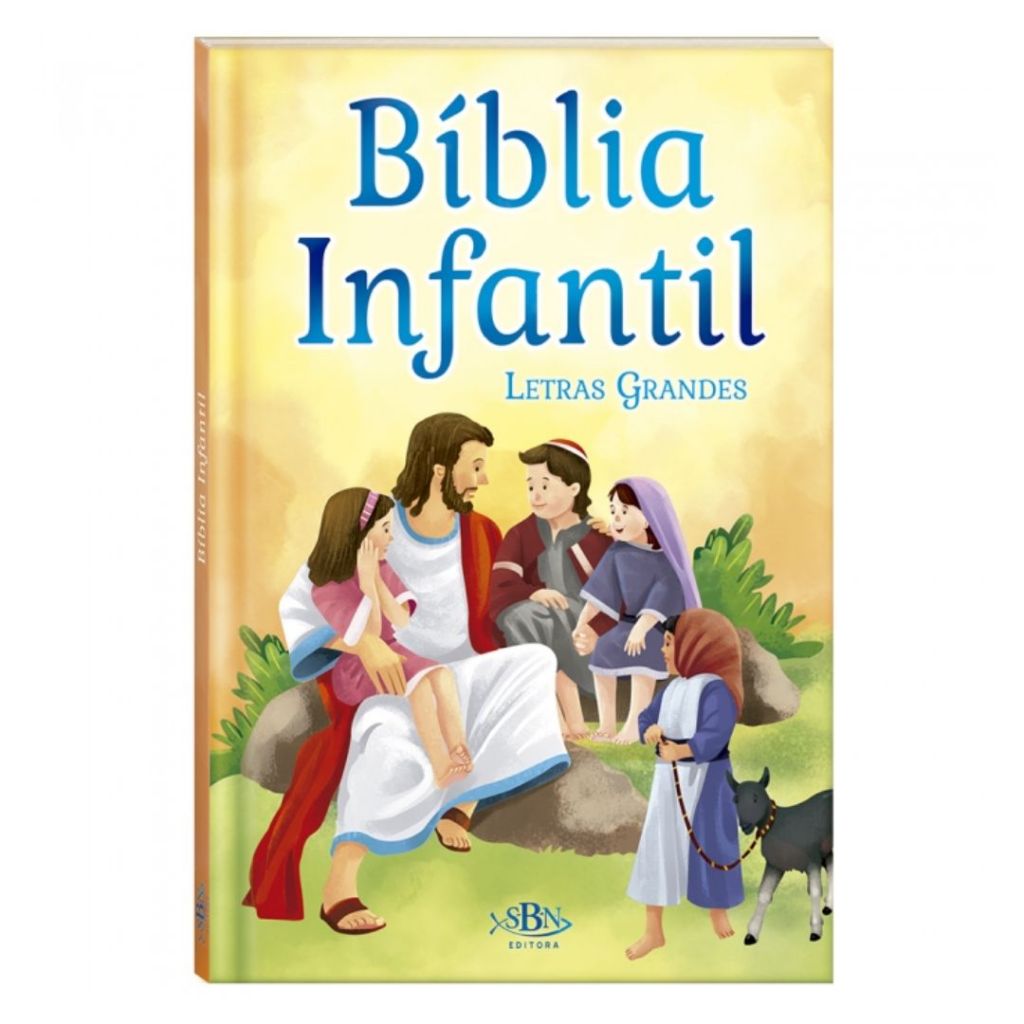 Bíblia Infantil Ilustrada - Letra Grande e Capa Dura | Desenhos Coloridos | Azul e Rosa e Amarela | Mini Livros Bíblicos
