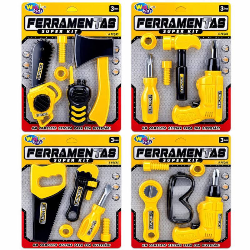 KIT FERRAMENTAS PARAFUSADEIRA FURADEIRA INFANTIL BRINQUEDO MENINO PRESENTE