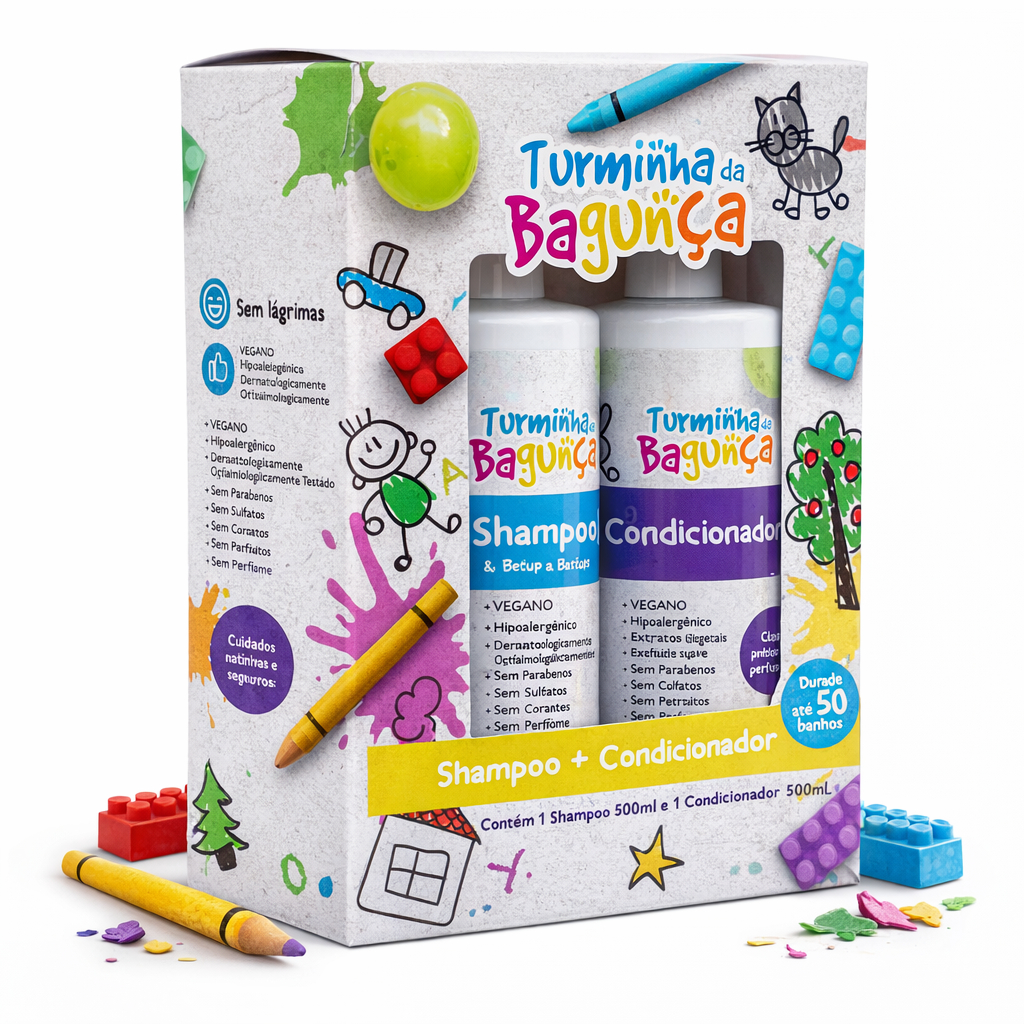 Kit Infantil Shampoo + Condicionador Turminha Da Bagunça 500ml