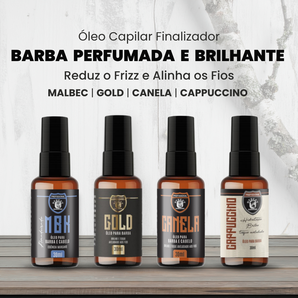 Óleo para Barba e Cabelo Fios Alinhados Perfumados e Hidratados Street Barbers 30ml