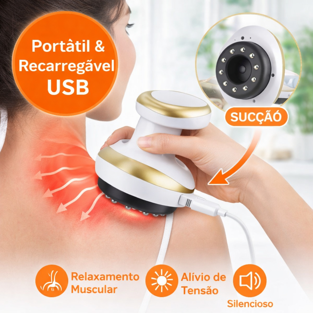 Massageador Corporal Elétrico com Sucção Portátil Recarregável USB Relaxamento