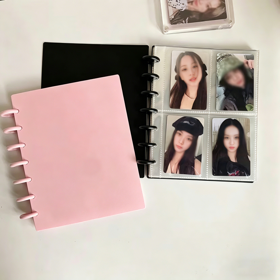 Álbum de Cartões Furo de Cogumelo para Fotocards de Idol & Fotos 3 Polegadas 4 Grid Portátil Resistente