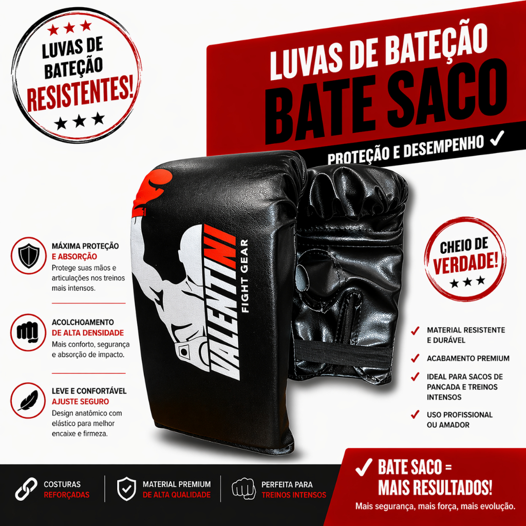 Luva Bate Saco Valentini Treinos Boxe Muay Thai
