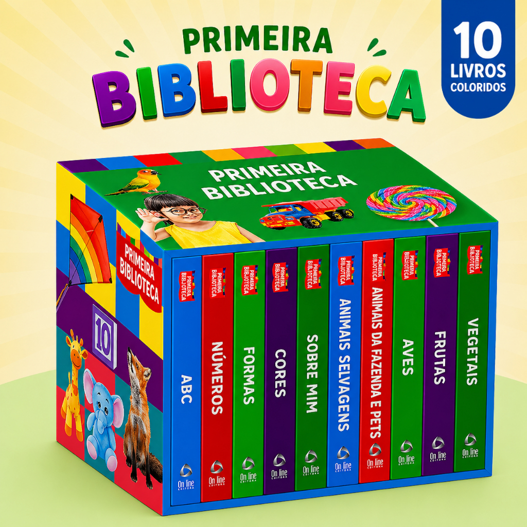 Coleção Primeira Biblioteca Infantil Volume 01 Box 10 Livrinhos Educativos Desenvolvimento Aprendizado Livinho Infantil