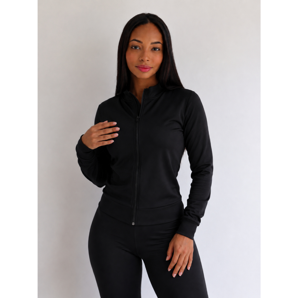 Jaqueta Bomber Casaco Fitness Feminina Com Zíper Inverno Treino Academia