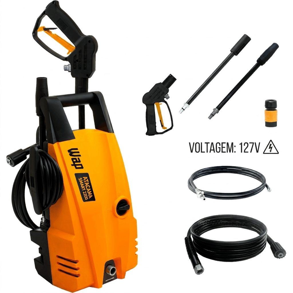 Lavadora Alta Pressão WAP Atacama Smart 1500 PSI Multiuso Desentupidora Leve - 127V