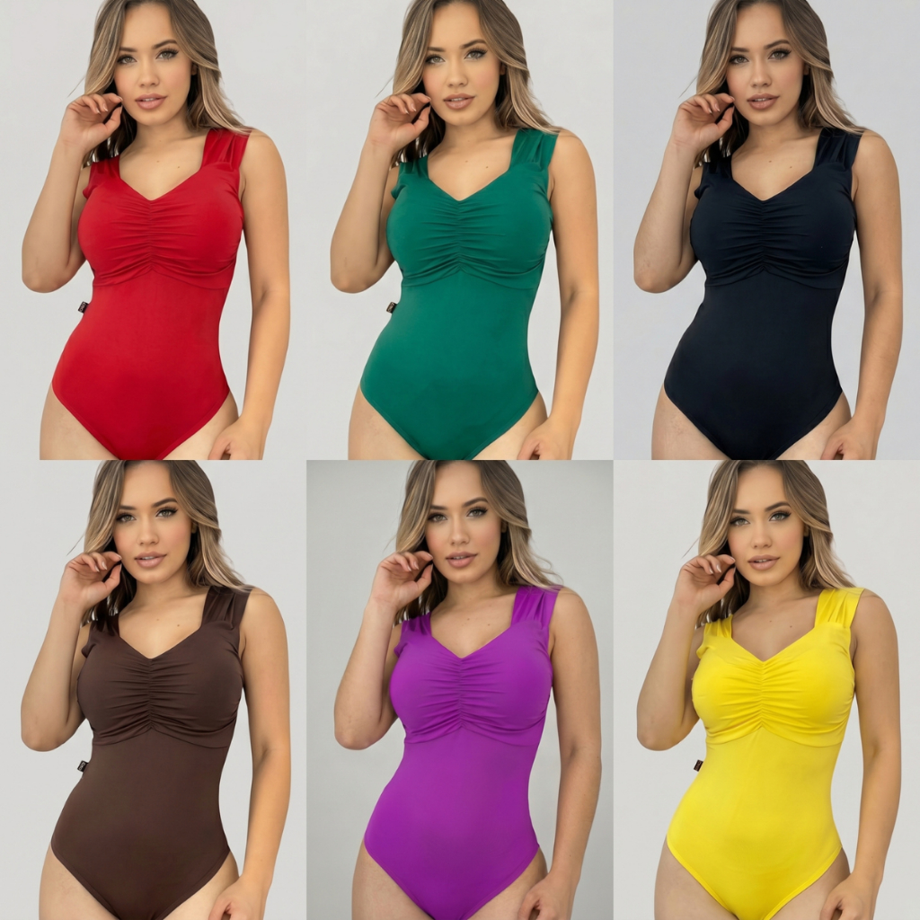Kit 2 Maiô Feminino Moda Praia Suplex Poliamida Bojo Modelador Afina Cintura Biquini