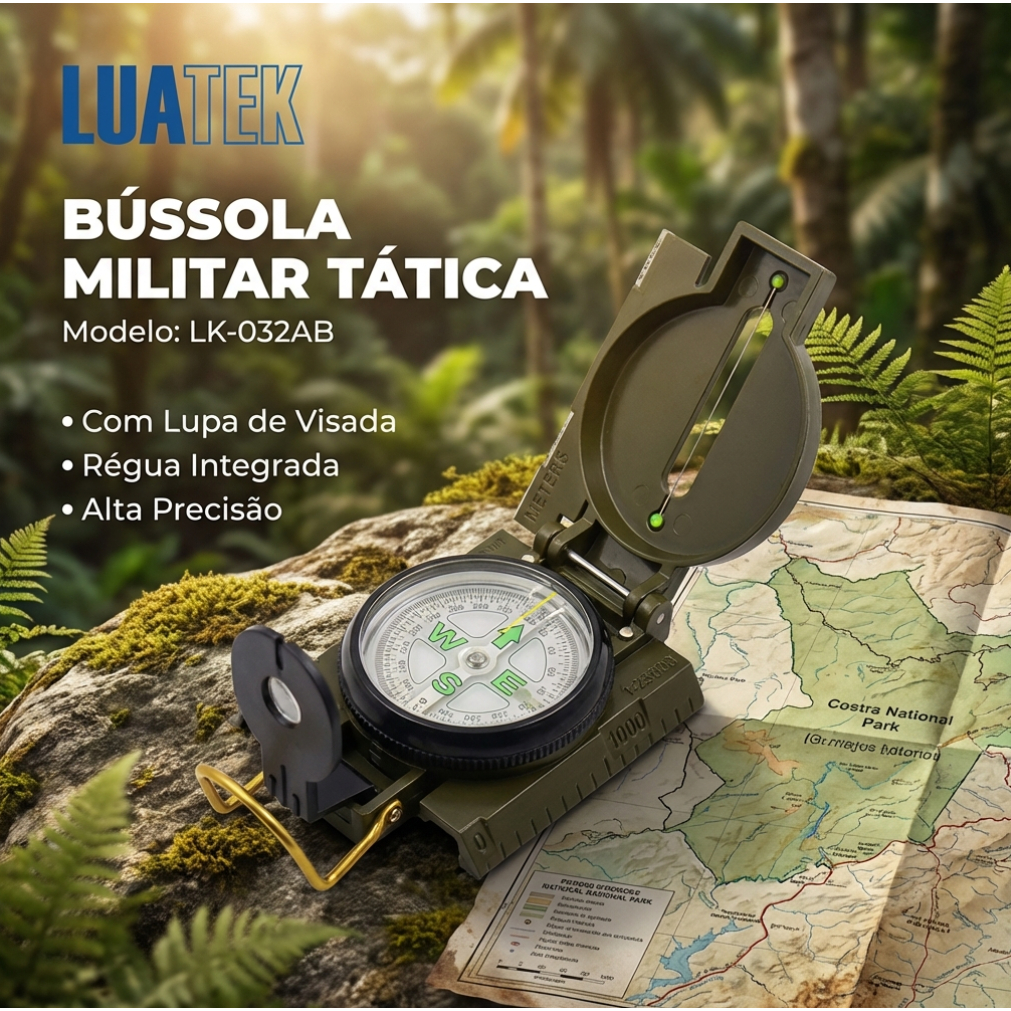 Bússola Profissional Com Lupa Camping Estilo Caça Luatek LK-032AB