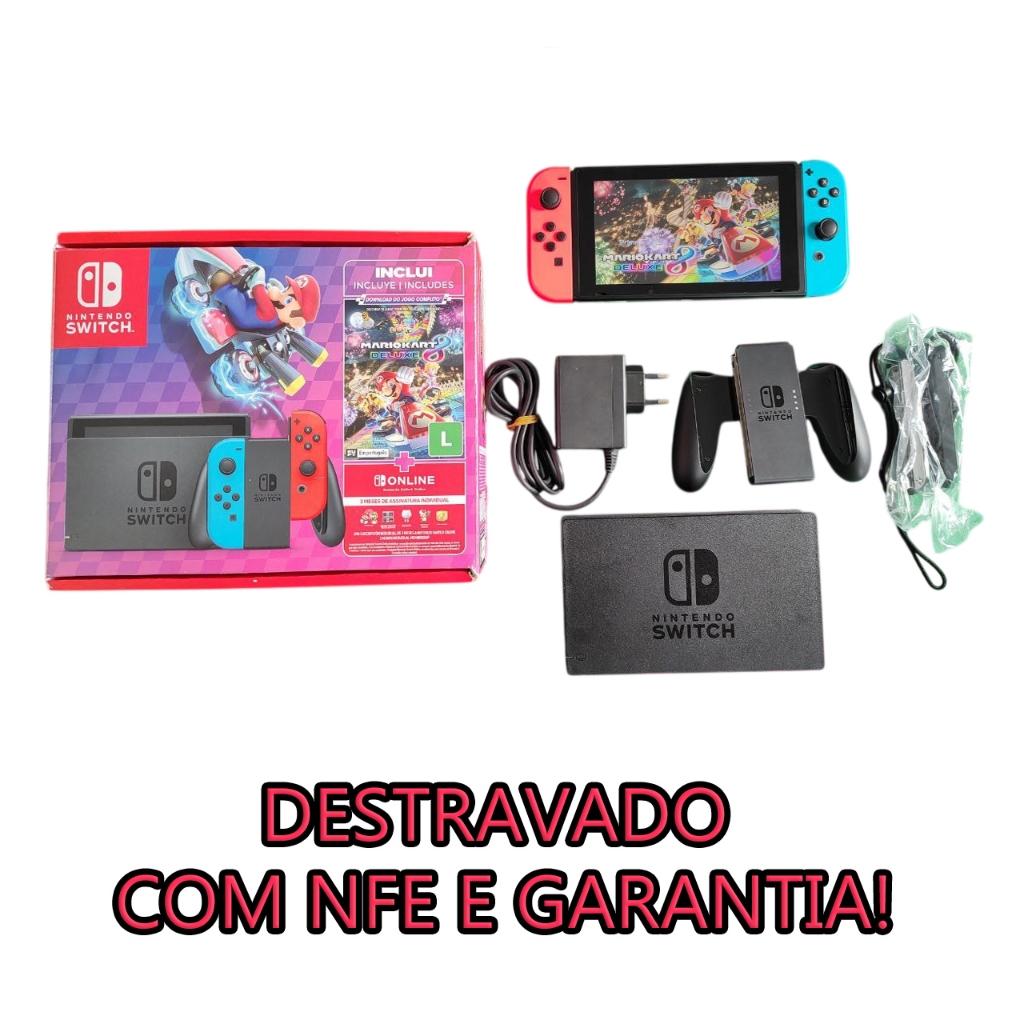 Nintendo switch Desbloqueado 256gb ou 128gb com brindes ! Nota fiscal e garantia