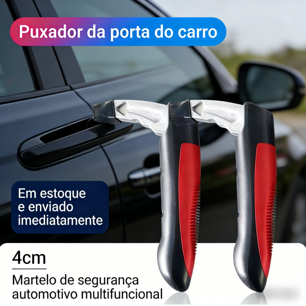 Alça De Apoio Auxiliar Para Porta De Carro Para Idosos Cadeirantes Quebra Vidro Corta Cinto 3 Em 1