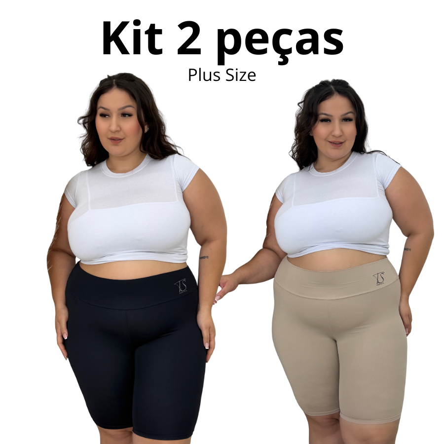 KIT 2 Short Segunda Pele Plus Size Cos Duplo Alto Bermuda de Segurança Anágua Modelador Lingerie