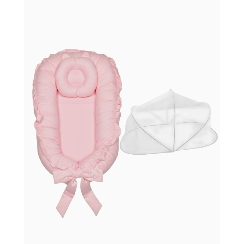 Kit Ninho Redutor Berço + Mosquiteiro Portátil Protetor 2 Peças Enxoval Bebê Menina Menino