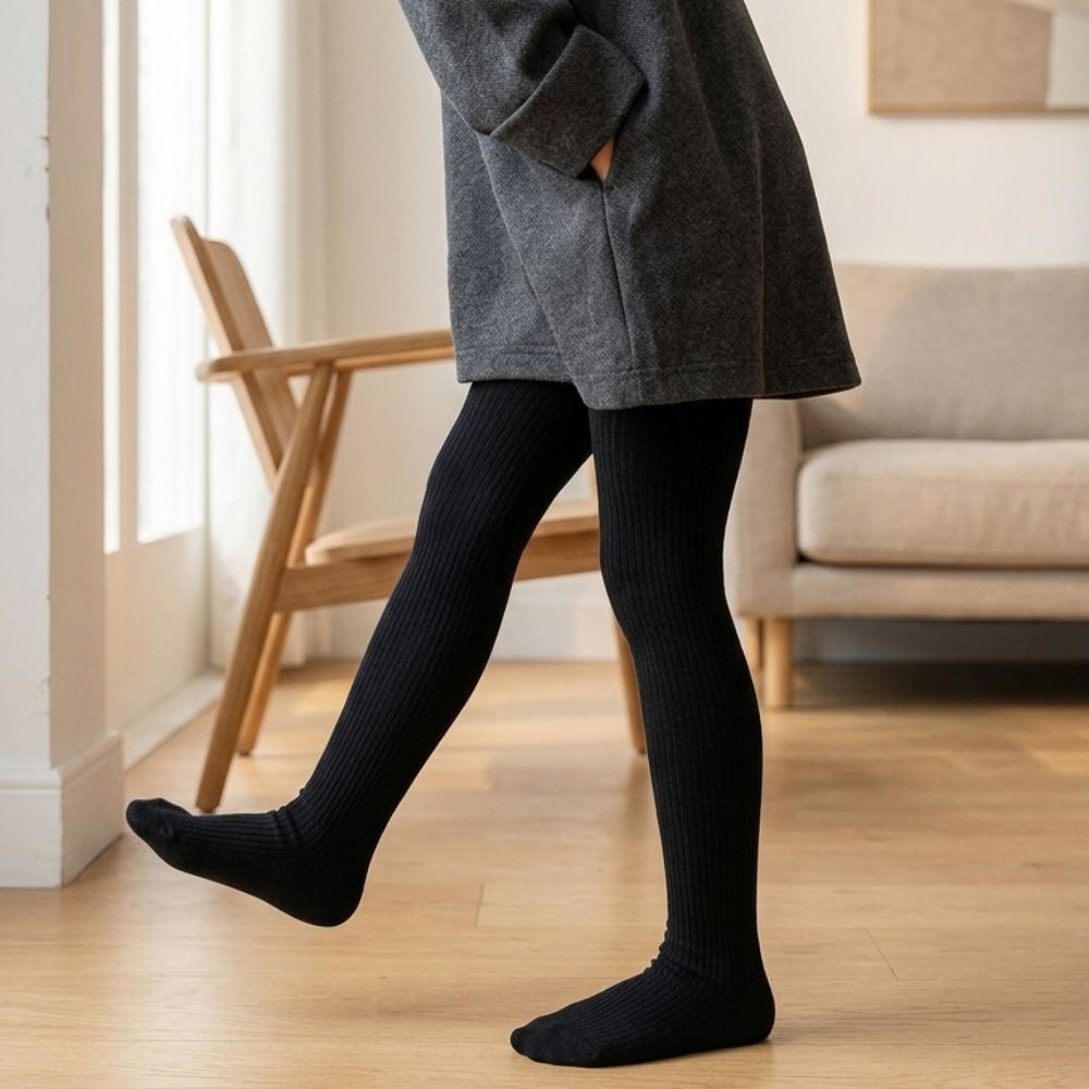 Kit 2 Meias-Calças Infantis Preta lisa – Conforto e Estilo para Meninas e Meninos  (Tamanhos 1 a 12 anos) 🎀🧦