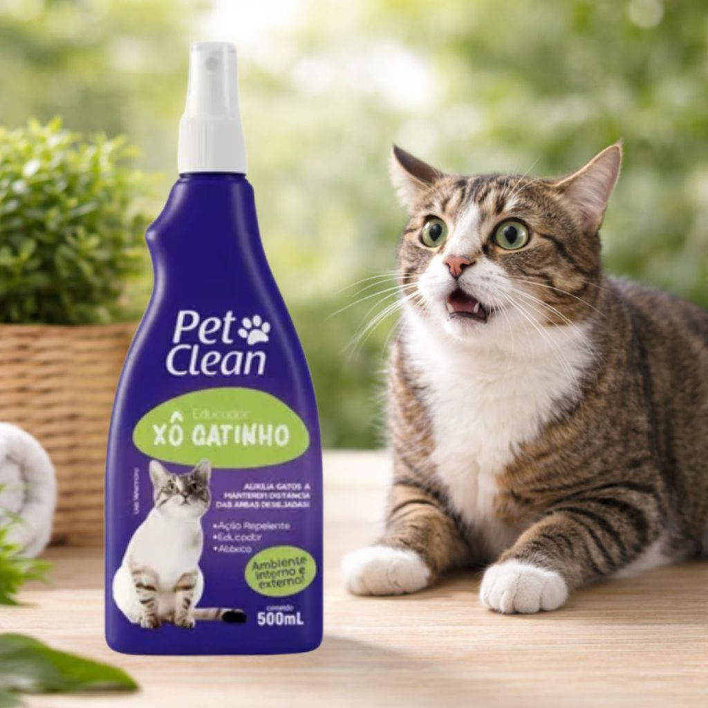 Xô Gatinho Pet Clean - Educador Sanitário Spray Ação Repelente para Gatos 500ml Atóxico Ação Rápida