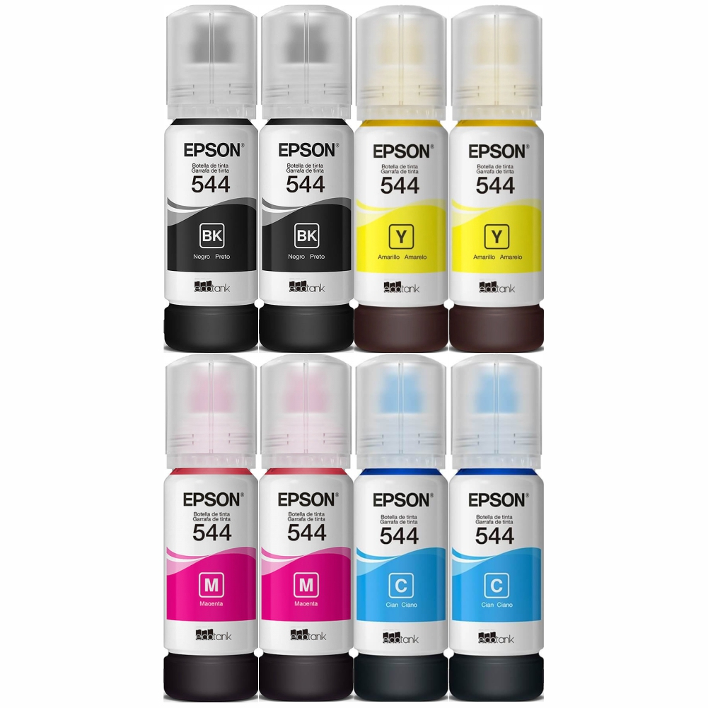 Kit 8 Tintas T5 44 5 44 Refil para Impressora Epson T544 L3110 L3150 L5190 ecotank