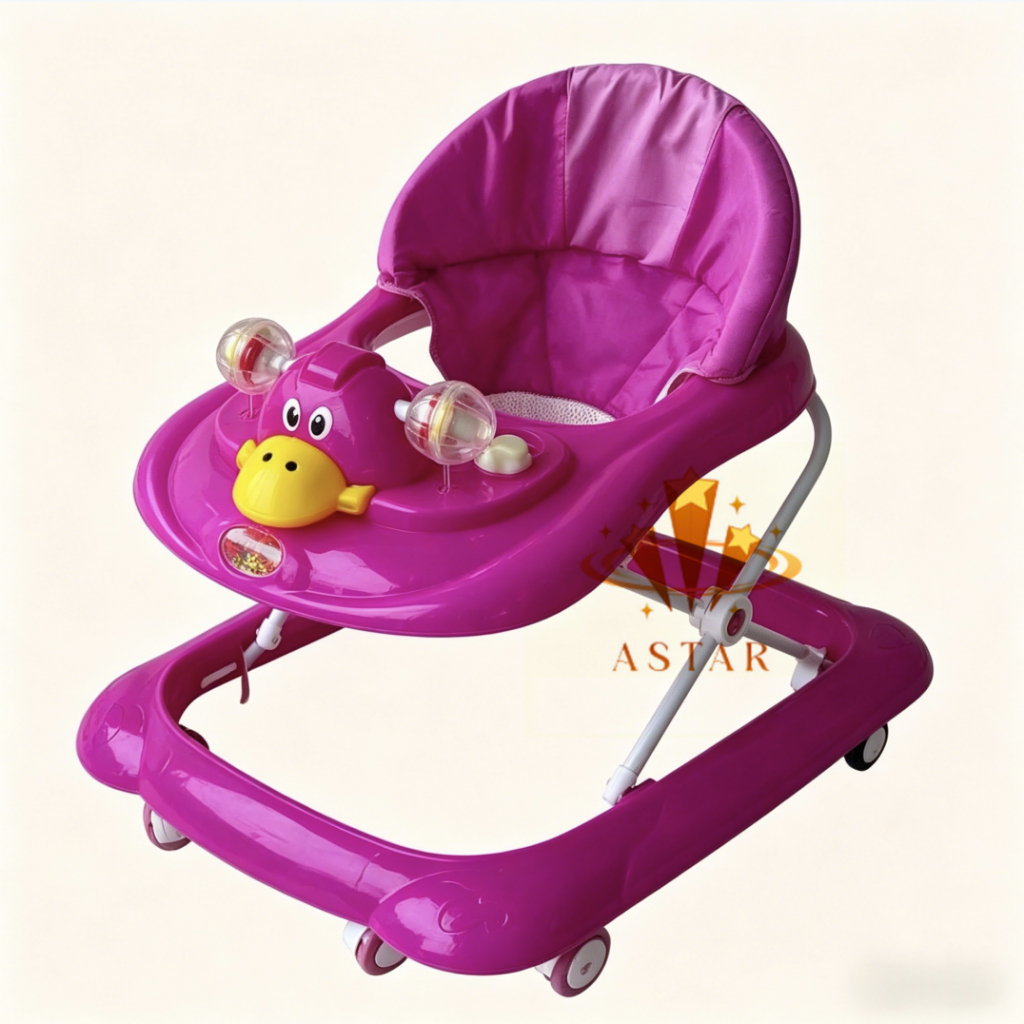 Andador Infantil Para Bebê Com Regulagem Criança Com Música Brinquedo Menina Rosa Seguro Azul Menino