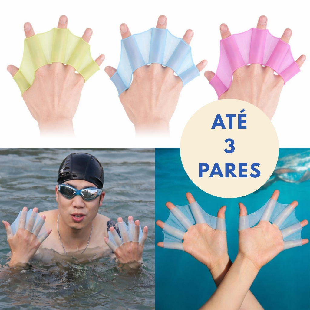 Luva Natação Silicone Nadadeira Mão Membrana Dedos Webbed Swimming Piscina Infantil Praia