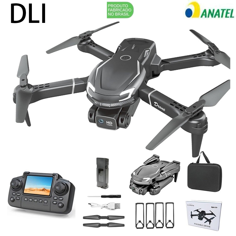 Drone V88 com TELA Profissional Dual-Camera FPV Kit 1 baterias Cinza/Preto