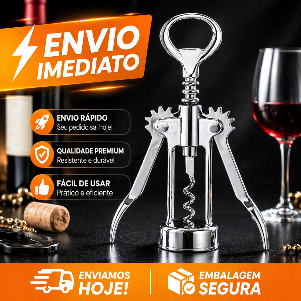 Saca Rolha Abridor de Vinho Premium Abridor De Garrafa Aço Inox