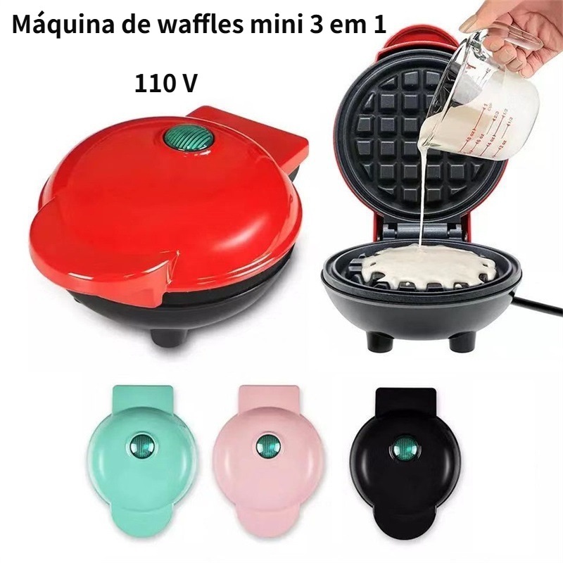 Mini máquina de waffles 3 em 1 para cozinha Máquina portátil para pequeno-almoço
