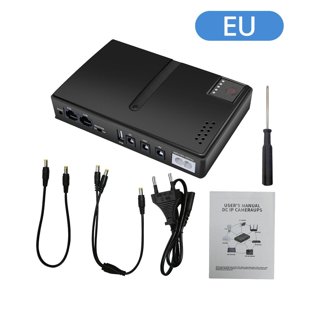 Fonte De Energia Ininterrupta Mini DC UPS, Saída 5V 9V 12V E 220V, Bateria Backup Para Roteador E Modem Wi-Fi