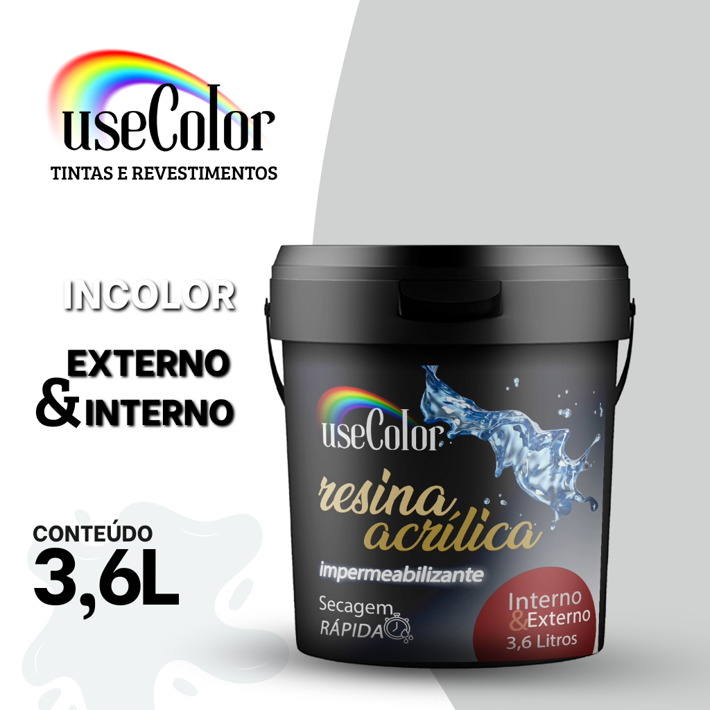 Resina Acrílica 3,6L Incolor Brilhante Base Água impermeável Multiuso