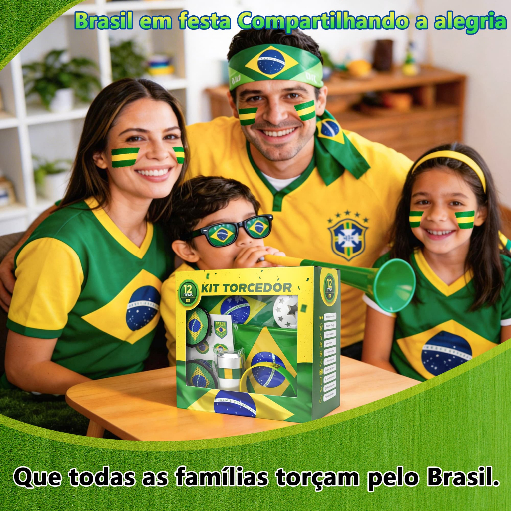 KIT TORCEDOR Combo de torcida para partida de futebol do mundo 2026 Brasil