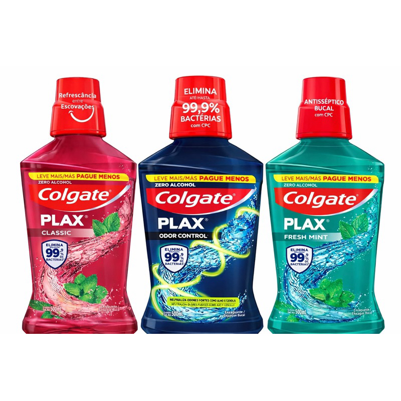 Enxaguante Bucal Colgate Plax 500ml Classic Fresh Mint Odor Control Sem Álcool