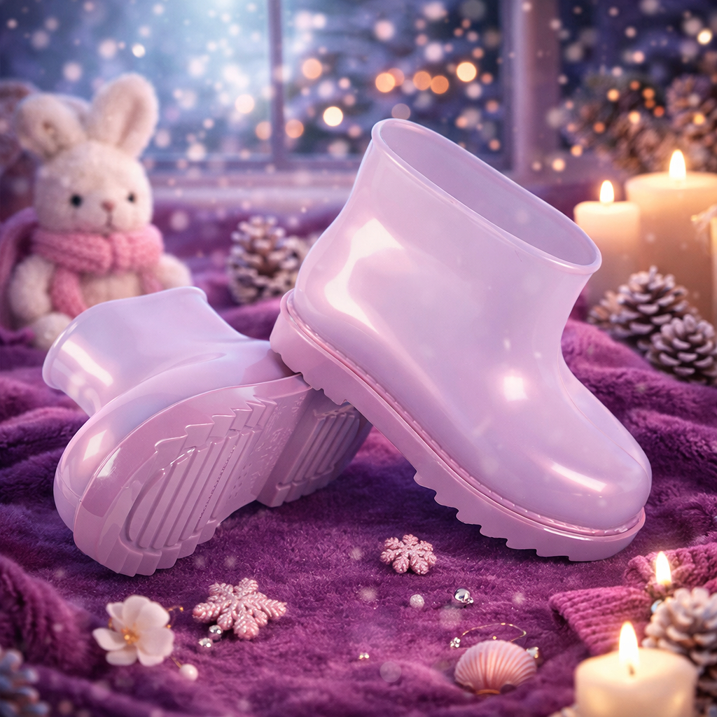 Galocha Bota Baby Menina Infantil Colorida Glitter Lisa Confortável Antiderrapante Promoção Mar&Cor