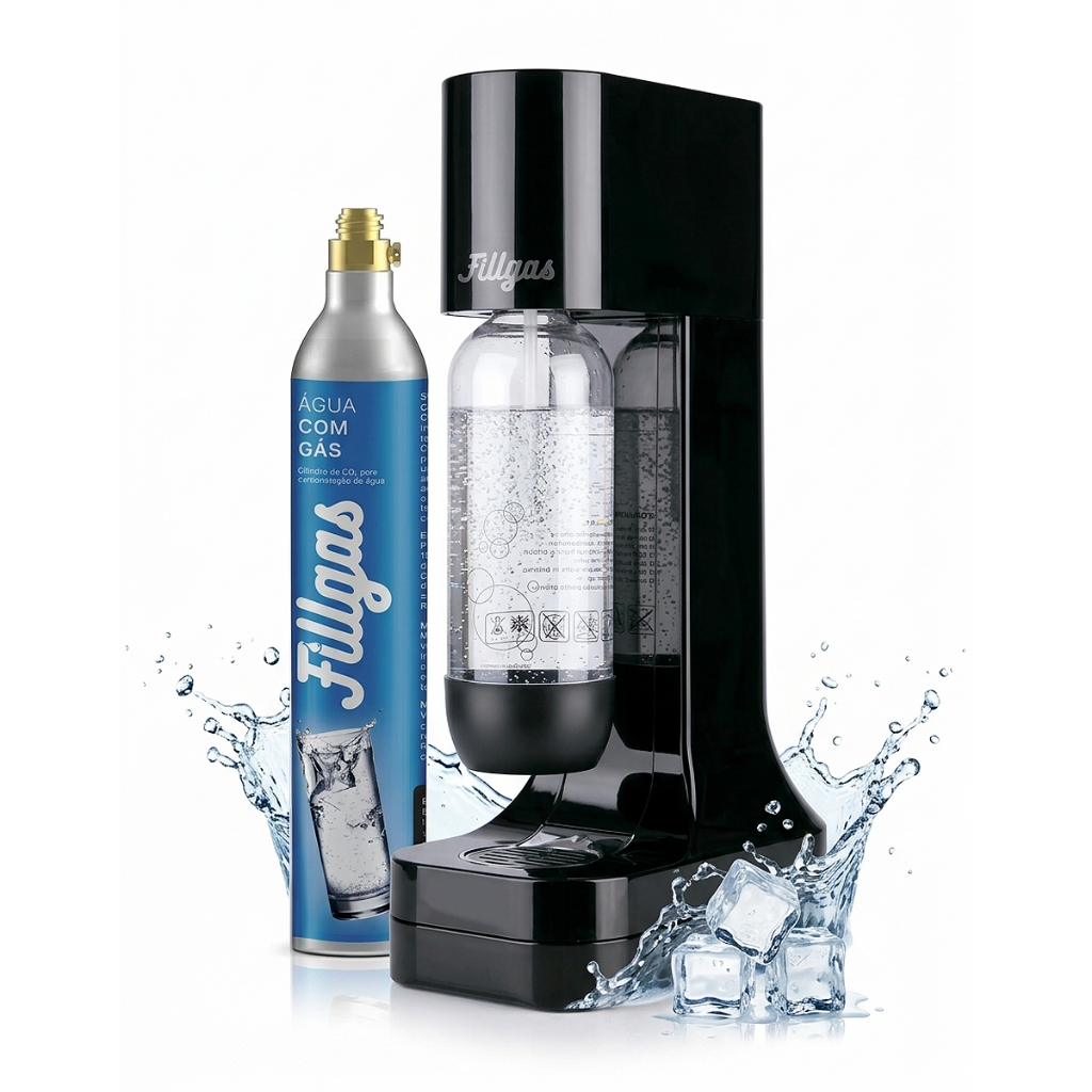 Máquina de Água com Gás Preto Gaseificar Cilindro Co2 Fazer Gaseificada Refrigerante Fillgas 60L