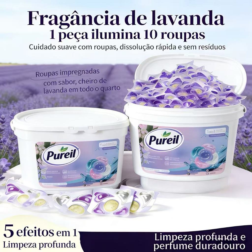 Cápsulas de Detergente 5 em 1 30un 🧼 Para Lavar Roupas | Limpeza Eficiente | Fácil Uso na Máquina