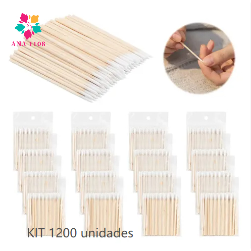 Kit 1200 Unidades Com Algodão De Limpeza Alinhamento Henna Micropigmentação Unha e Boca-Mundo