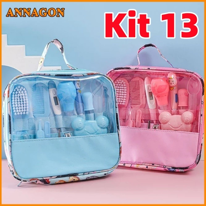 Kit 13 Peças Higiene Cuidado Bebê Recém Nascido: Cortador,Escova Cabelo,Unha,Pente e Mais para Cuidados Essenciais