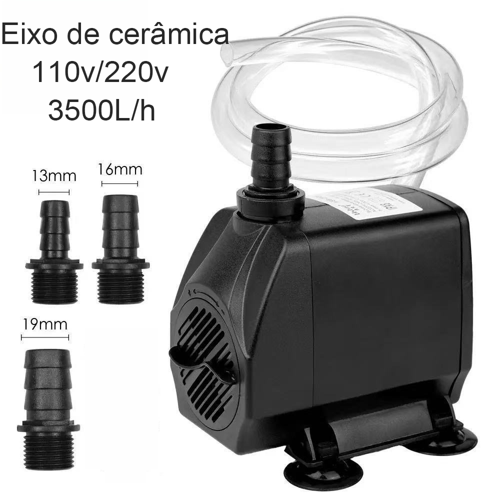 Bomba Submersa 3500L/h Eixo Cerâmico Aquário Lago Cascata Hidroponia 110v/220v – Silêncio Total