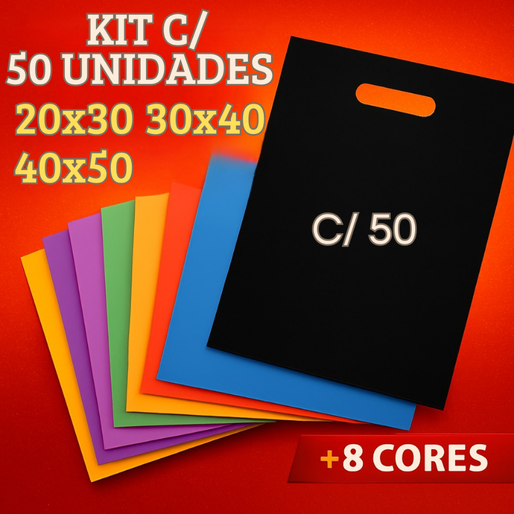 Kit 50 Sacola Boca de Palhaço 20x30 30x40 40x50 Sacolinha para Lojas Sacolas Boca de Palhaço