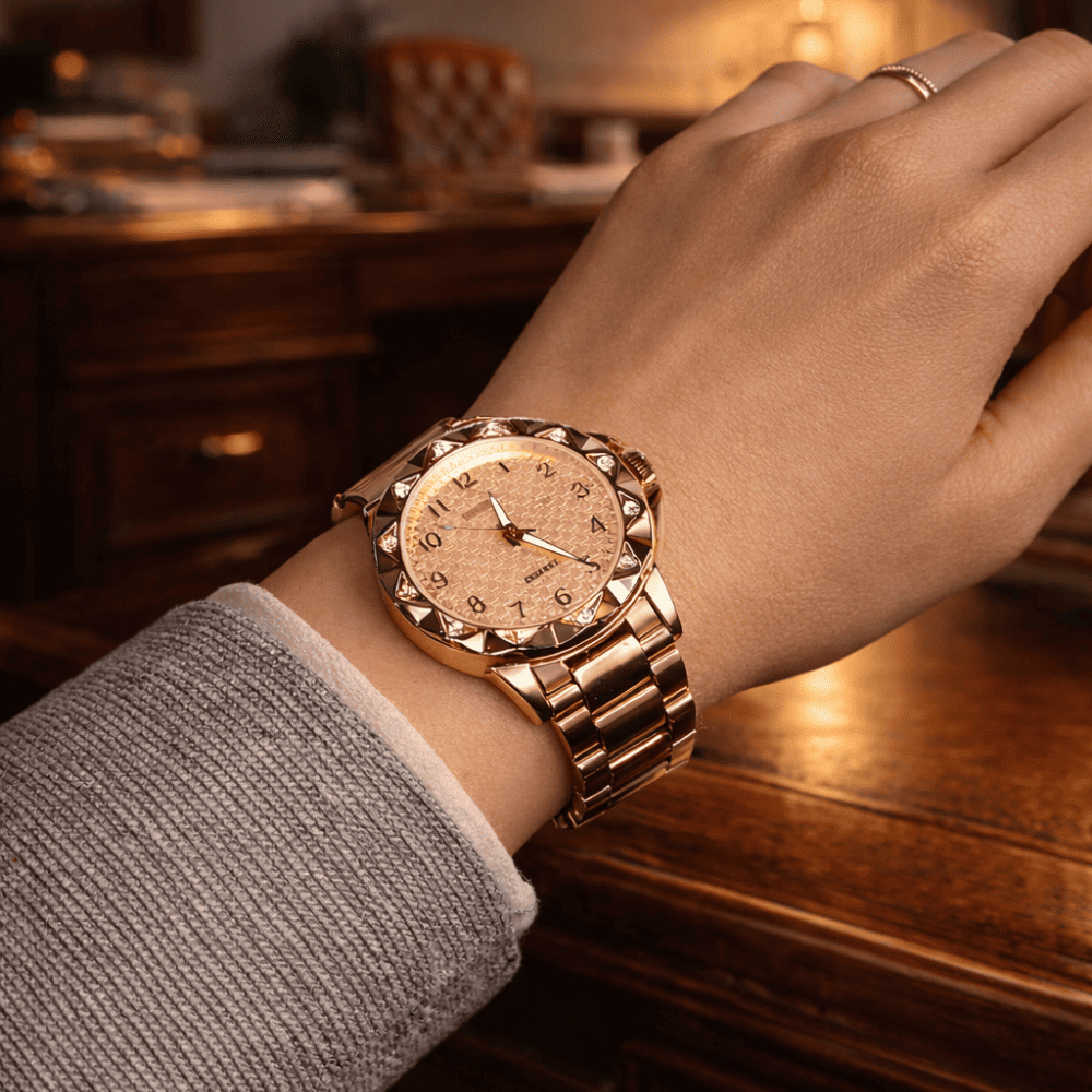 Relógio Feminino Resistente a Água De Aço Inoxidável Casual + Embrulho de Presente