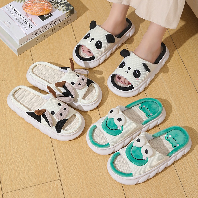 Promoção Pantufa Chinelo de Pelucia Feminio Masculino Menino Menina Bordado Vaca Sapo Panda Super Confortável