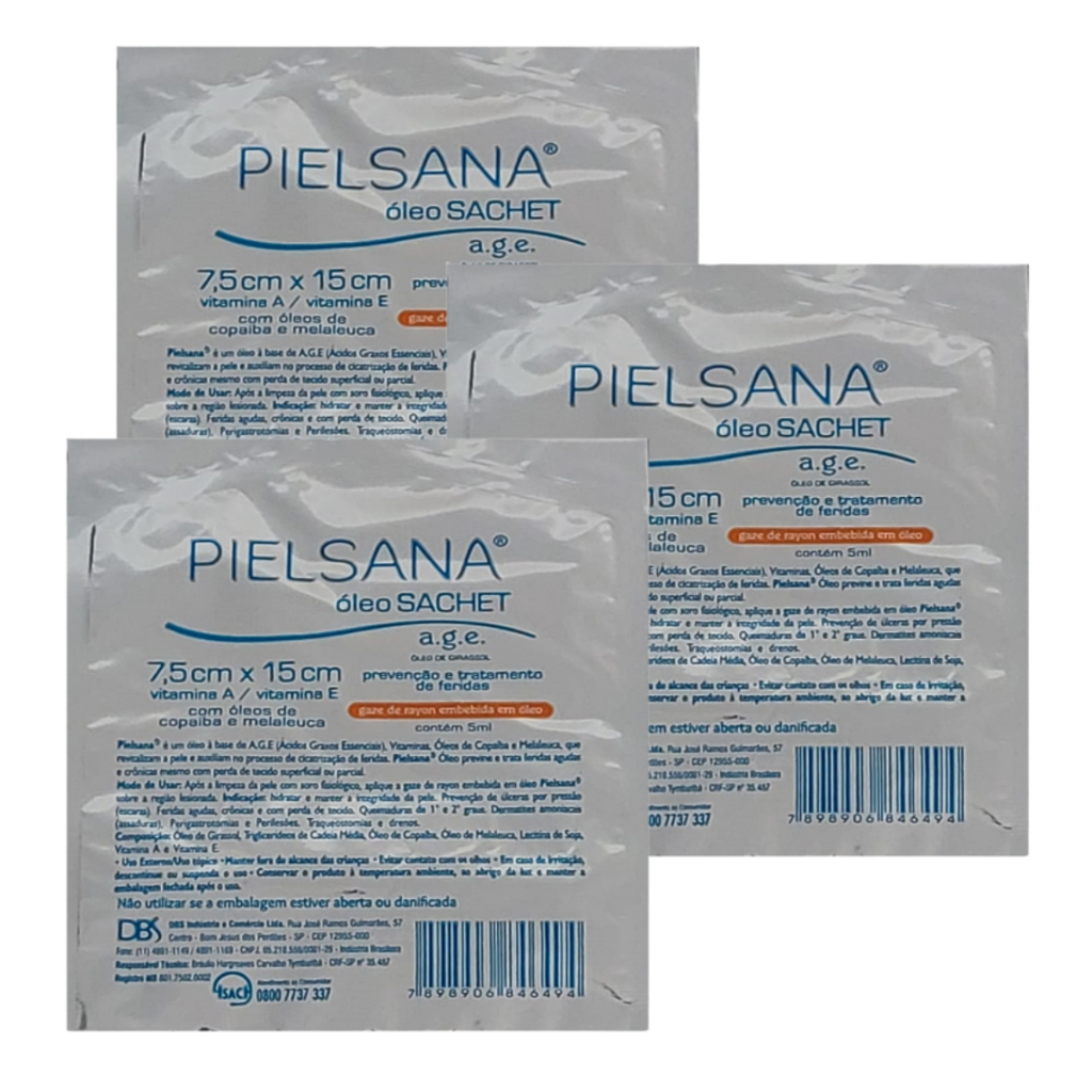 Curativo Pielsana Óleo Sachet Gaze De Rayon c/ Óleos de Copaíba e Melaleuca (7,5x15) - 3 Unidades