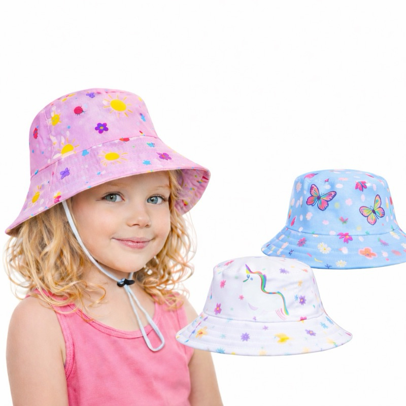 Chapéu Infantil Praia UV 50+ Bucket Menina Proteção Solar Confortável Verão Estiloso