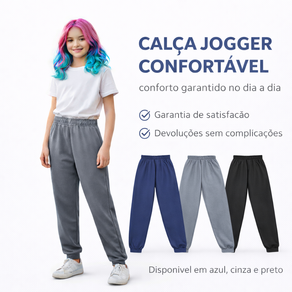 Calça Jogger Infantil Feminina Moda Inverno 4 ao 16