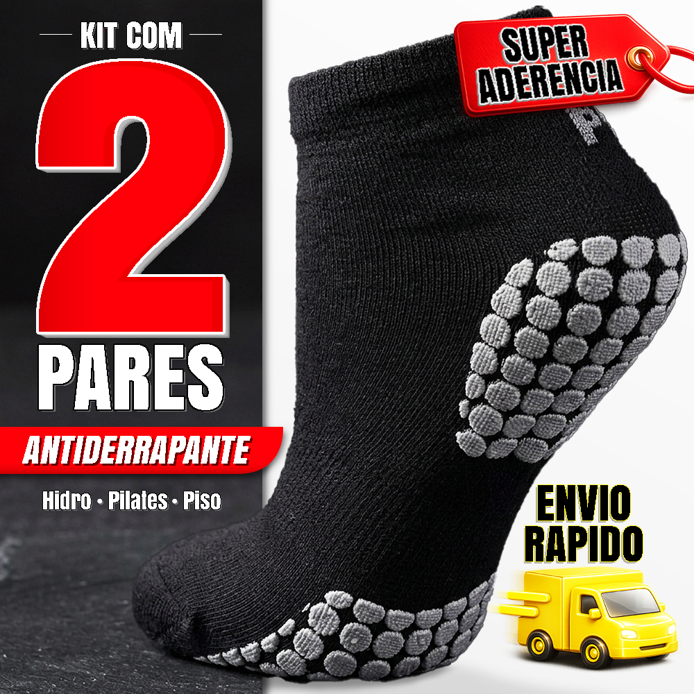 Kit 2 Pares Meia Antiderrapante Hidroginástica Pilates Fisioterapia 34 a 39 39 a 42 Yoga Adulto