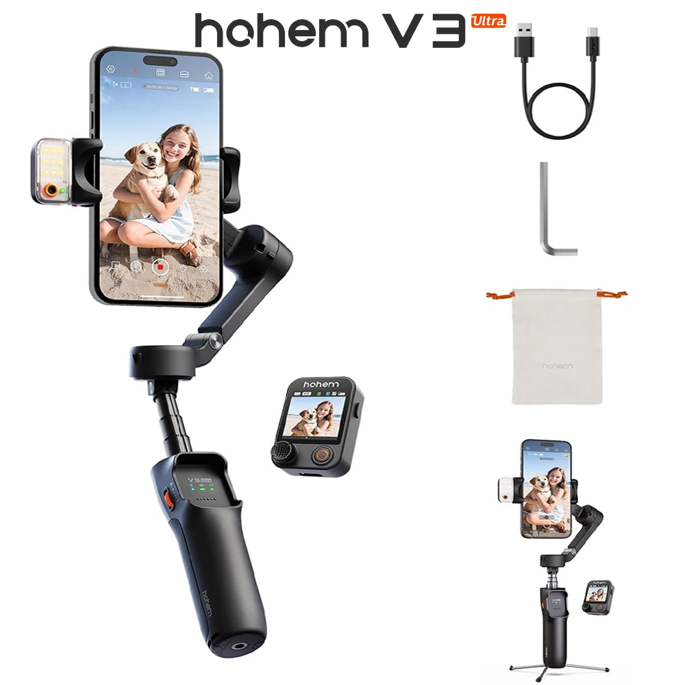 Hohem iSteady V3 Ultra Gimbal para Celular Estabilizador 3 Eixos com Rastreamento Facial AI