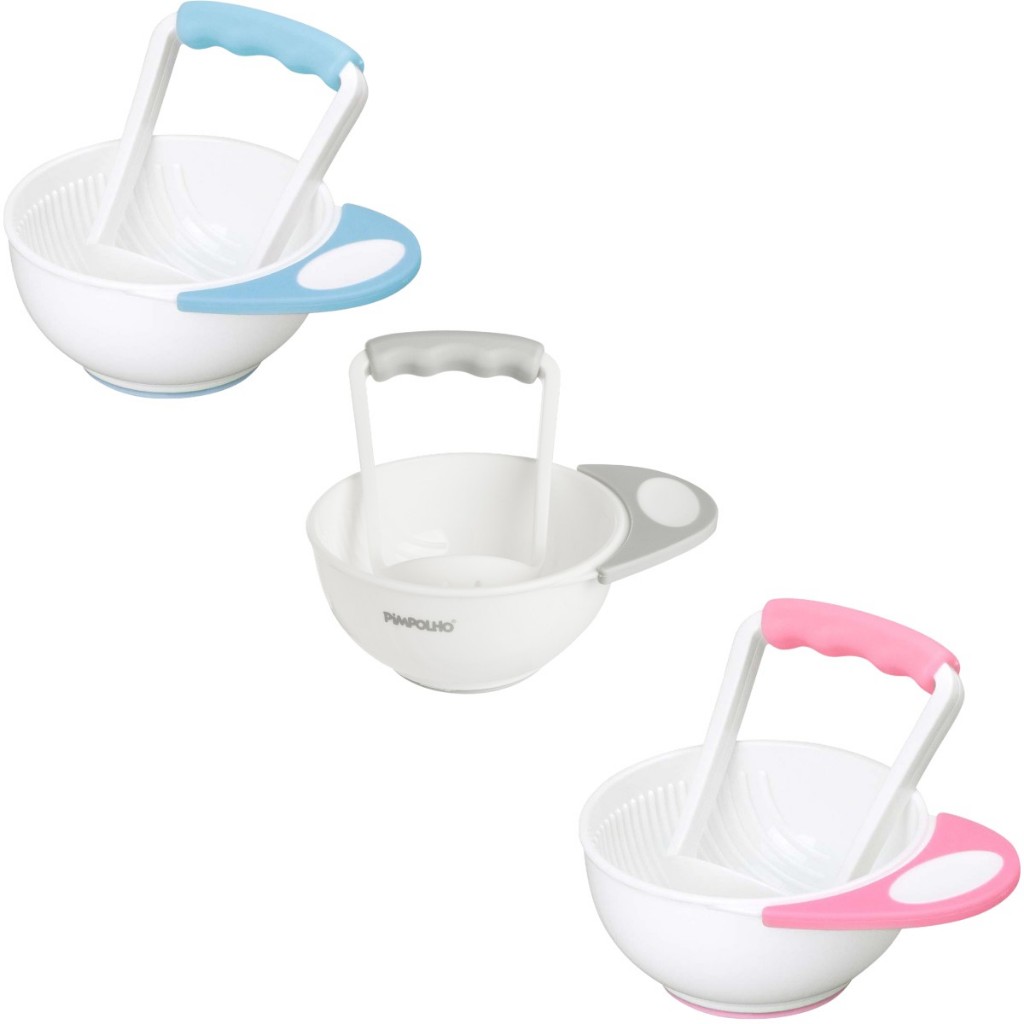 Amassador de papinha Branco/Azul /Rosa - unissex criança - bebê - infantil - Pimpolho