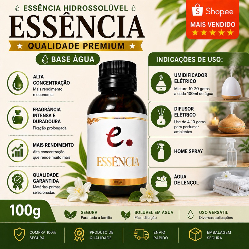 Essência hidrossolúvel para Umidificador e Difusor Elétrico  - 100 G