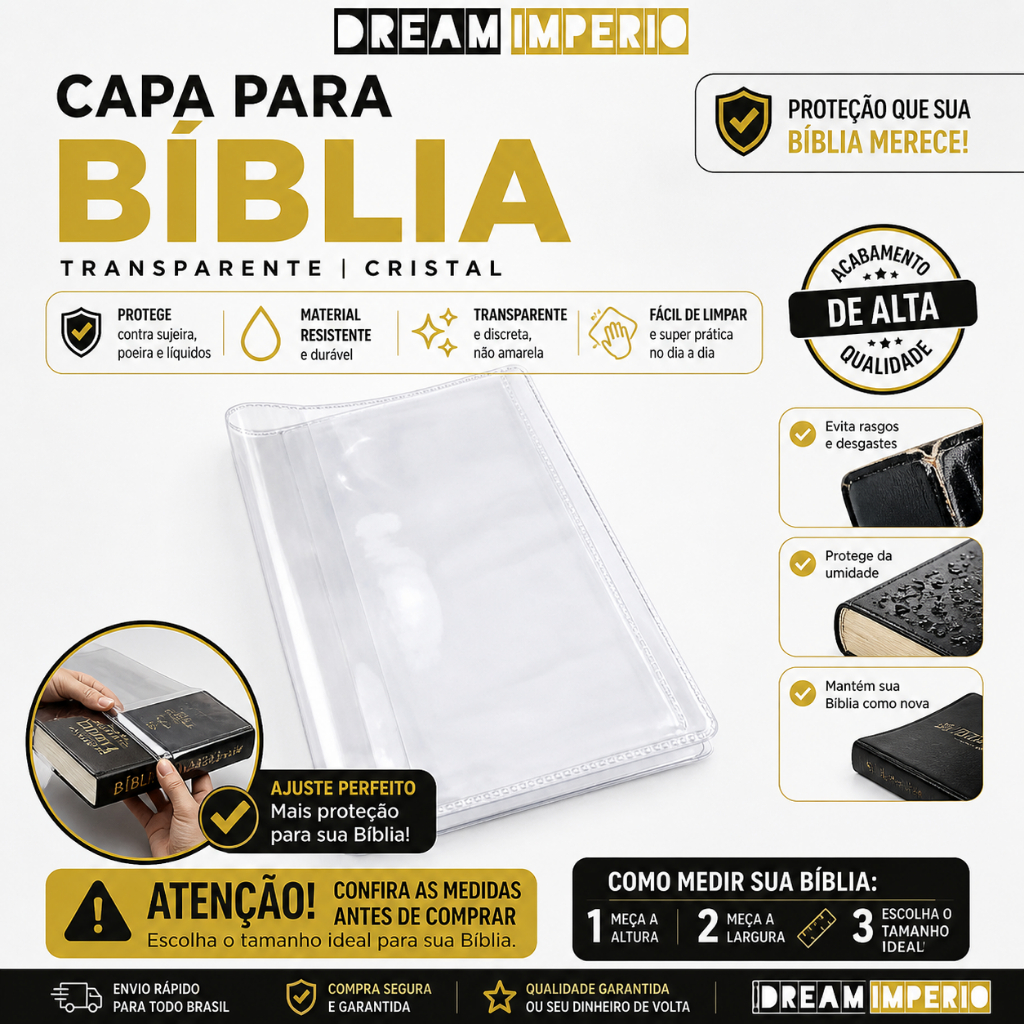 Capa Protetora Transparente para Bíblia - Proteção Contra Sujeira e Durabilidade